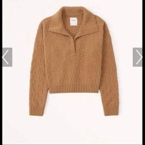 Checkerboard Stitch Notch-Neck Sweater Polo